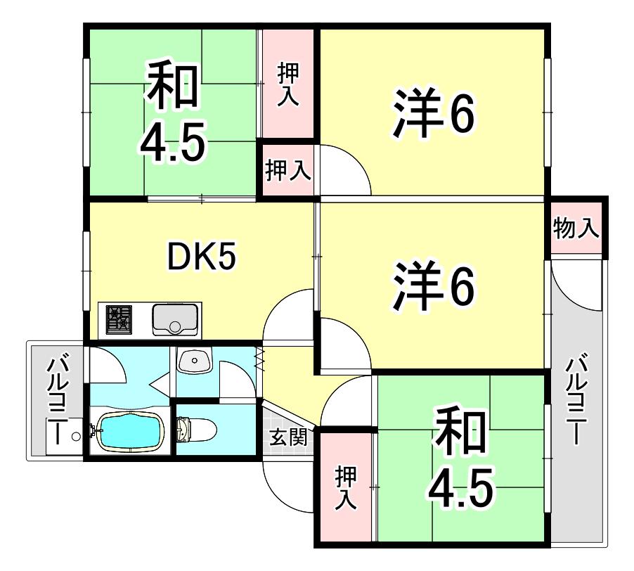 狩口台 27号棟(4DK/4階)の間取り写真