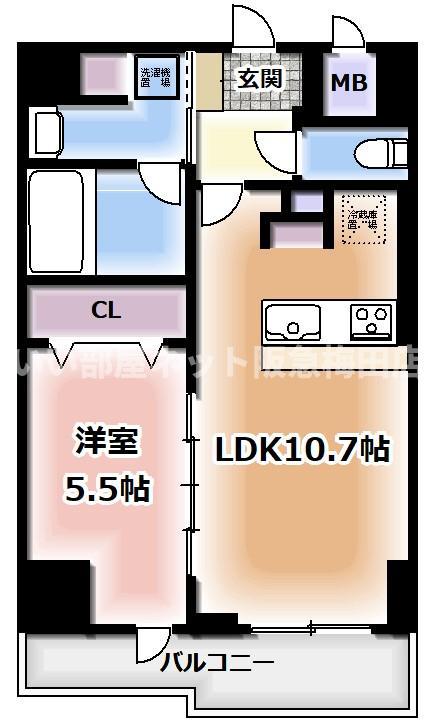 ハピネスガーデン新大阪(1LDK/9階)の間取り写真