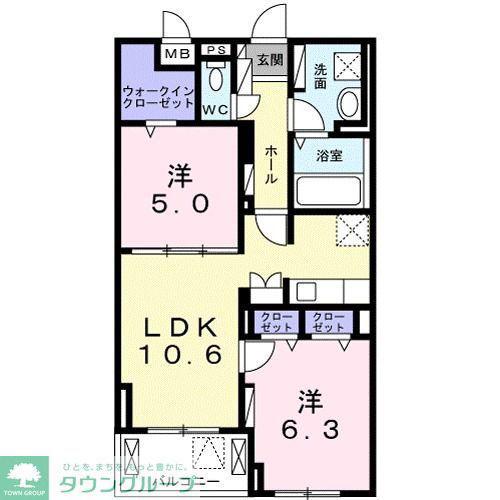 コントレイル(2LDK/3階)の間取り写真