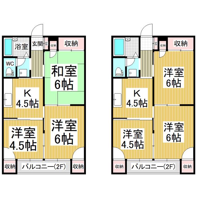 白樺ハイツA棟(3K/2階)の間取り写真