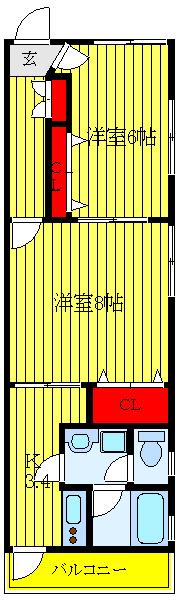 KMハイツ(2K/1階)の間取り写真