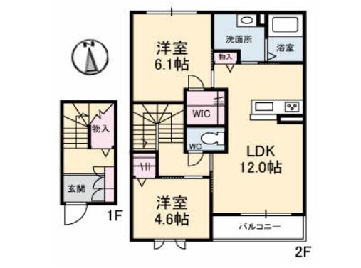 シャーメゾンノア(2LDK/2階)の間取り写真