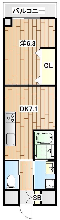 ウィンビュ三ツ沢(1DK/1階)の間取り写真