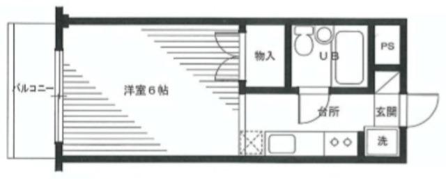 シバタハイツ(ワンルーム/2階)の間取り写真