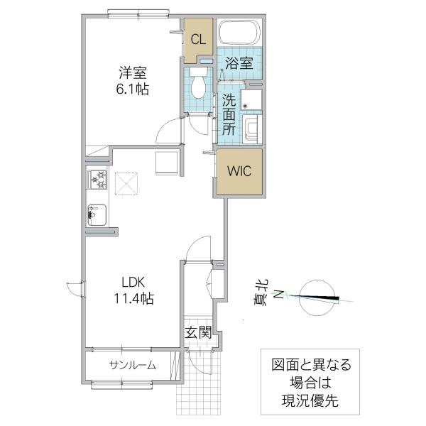 シンビオシス(1LDK/1階)の間取り写真