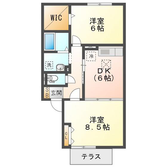 エスペランサ(2DK/1階)の間取り写真