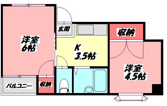 オペルI番館(2K/3階)の間取り写真