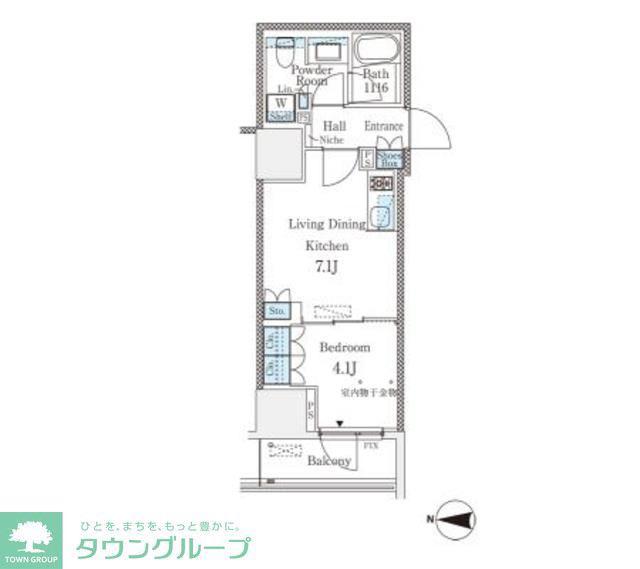 パークキューブ大井町レジデンス(1DK/7階)の間取り写真