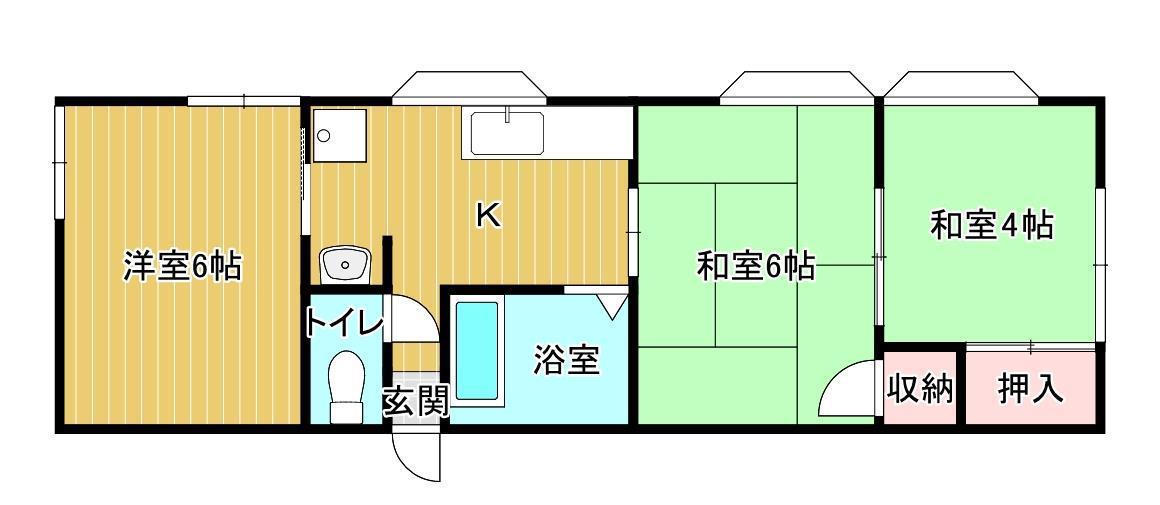 横尾ハイツ(3DK/2階)の間取り写真