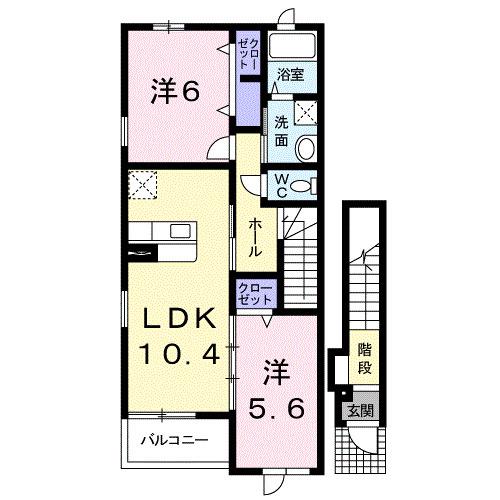 パイン スクエア ノース A(2LDK/2階)の間取り写真