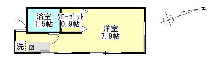 ベリーハイツ(ワンルーム/1階)の間取り写真