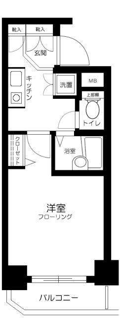 ロアール目黒本町(1K/4階)の間取り写真