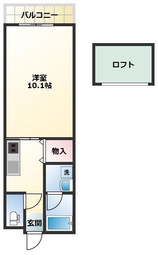 バウハウス(1K/3階)の間取り写真