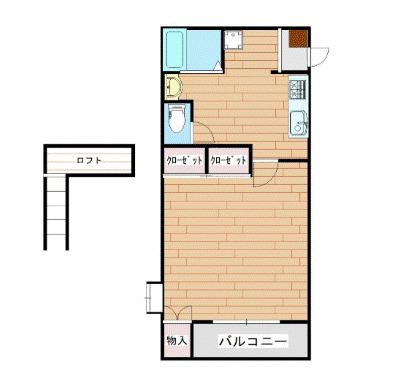 ブリランテ金丸小路(1DK/1階)の間取り写真