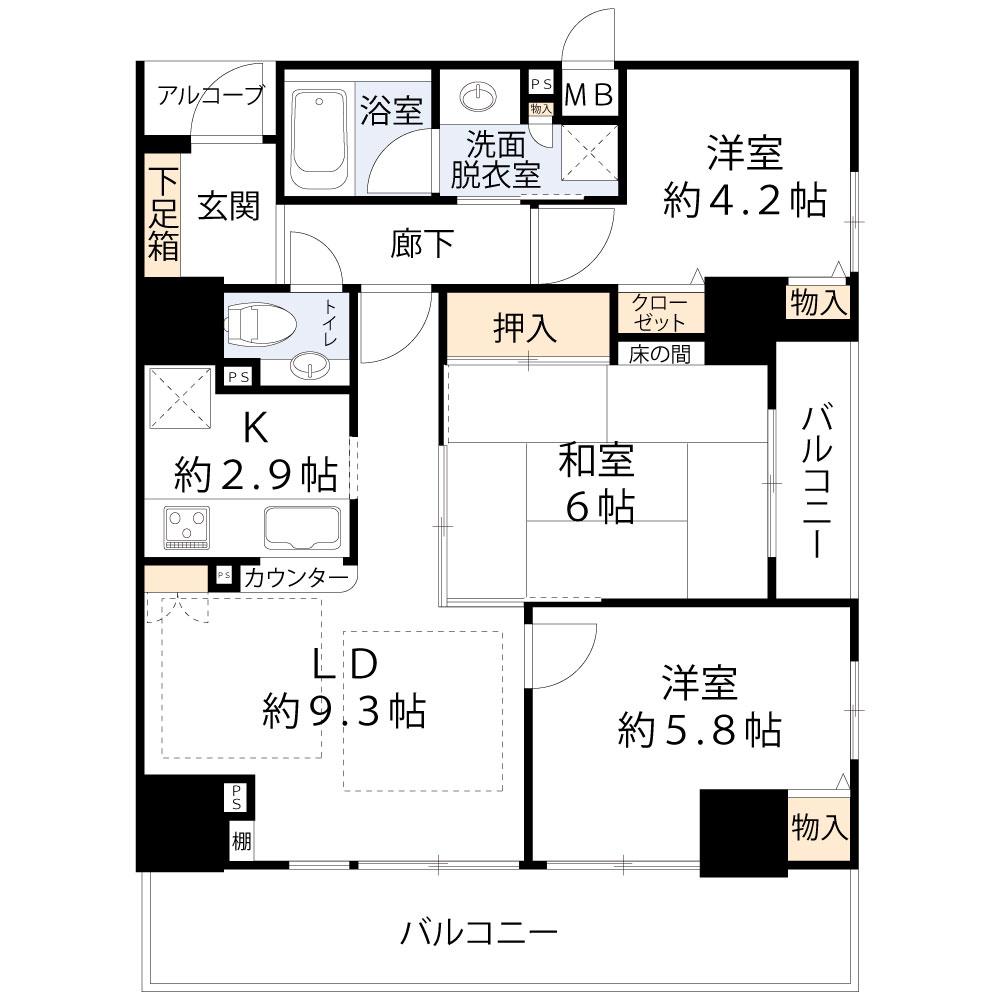 ファミール高津タワー(3LDK/14階)の間取り写真