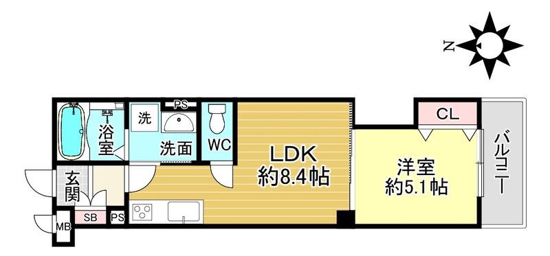 ラモーナ稲田本町(1LDK/1階)の間取り写真