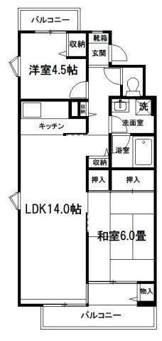 カピス大宮(2LDK/2階)の間取り写真
