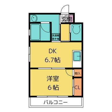 オーシャンーS(1DK/4階)の間取り写真
