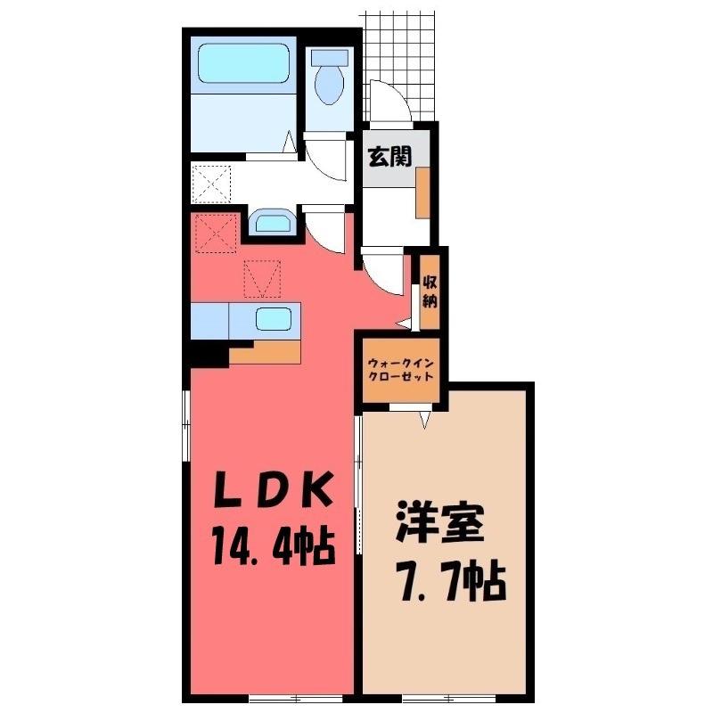 カファーラ・N(1LDK/1階)の間取り写真