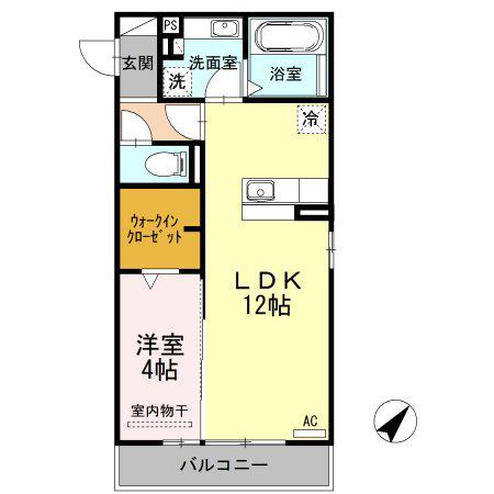 ラシャス(1LDK/2階)の間取り写真