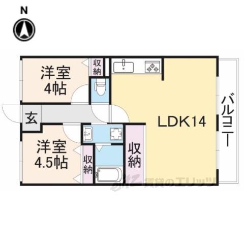 ライオンズマンション大和八木(2LDK/7階)の間取り写真