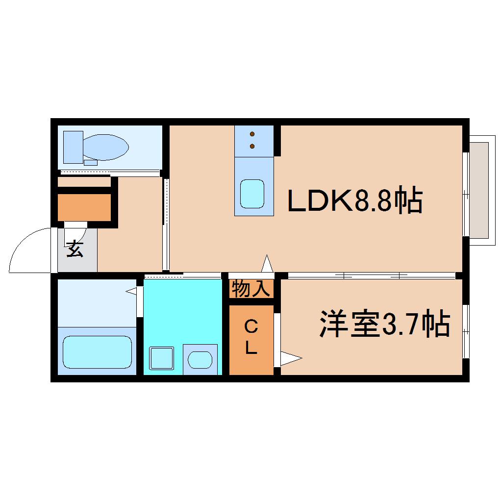 ハッピーホームI(1LDK/1階)の間取り写真