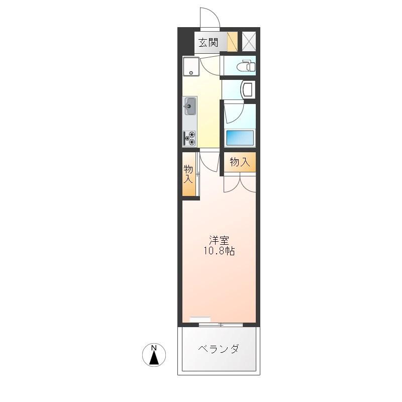 クロワサンス(1K/4階)の間取り写真