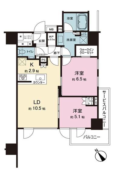 シティハウス中目黒ステーションコート(2LDK/2階)の間取り写真
