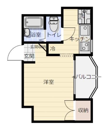 ジュネス城北新町II(1K/1階)の間取り写真
