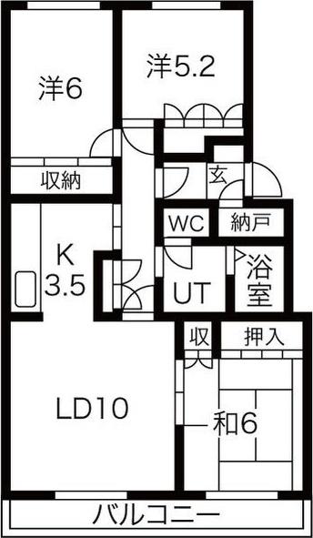 テレパレス富丘II(3LDK/2階)の間取り写真