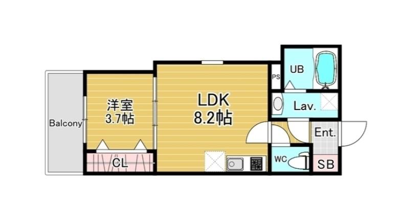 ジーメゾン明石ブリーズ(1LDK/3階)の間取り写真