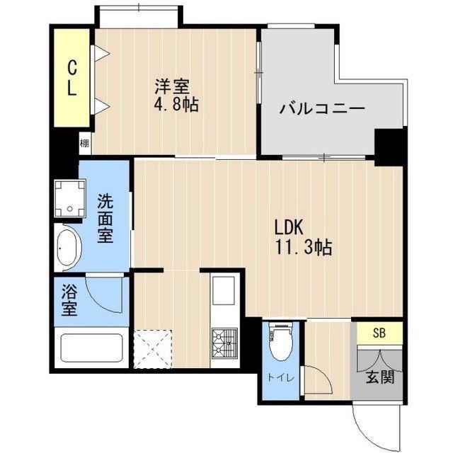 APEX神園(1LDK/2階)の間取り写真