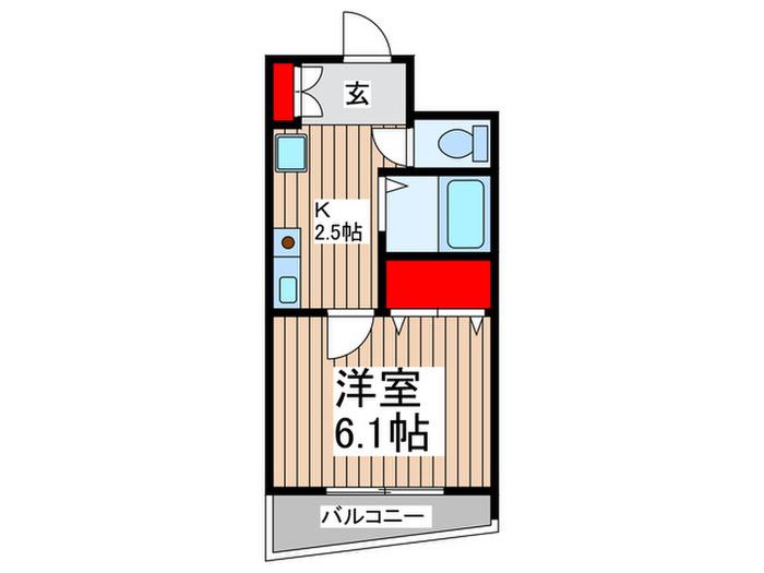 ヴィラオオクボ(1K/4階)の間取り写真
