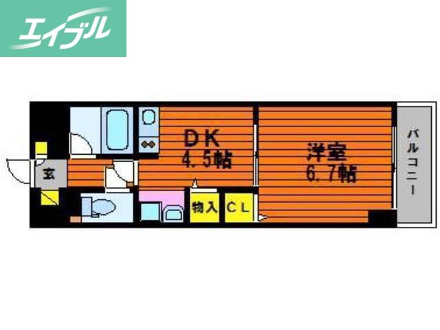 パルロイヤル東古松(1DK/3階)の間取り写真