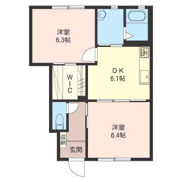 クレアージュ(2DK/1階)の間取り写真