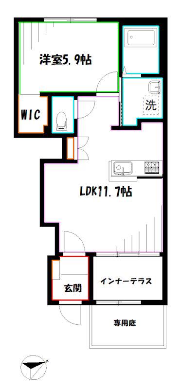 ルミナス(1LDK/1階)の間取り写真