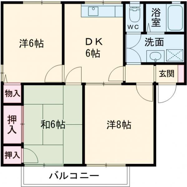 エクセル・21(3DK/2階)の間取り写真