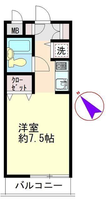 フロール巣鴨(1K/5階)の間取り写真