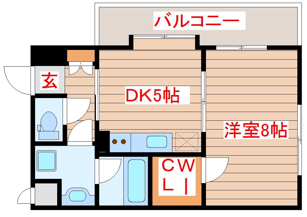 ガーネットヒルズ上杉(1DK/4階)の間取り写真