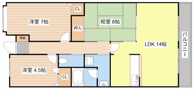 アルトピアーノ仰木の里(3LDK/2階)の間取り写真