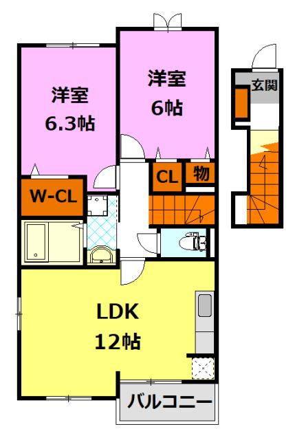 レジェンド D(2LDK/2階)の間取り写真