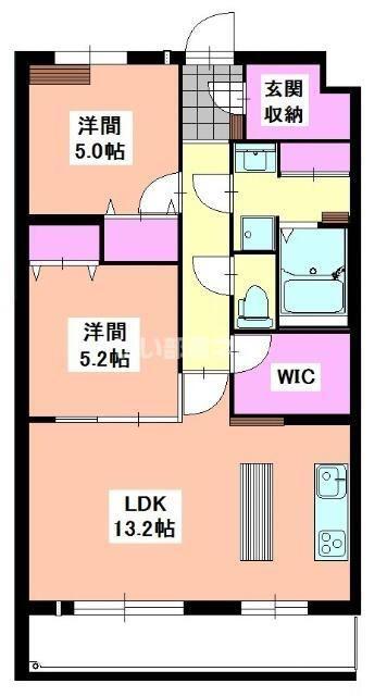 グランシャトーIII(2LDK/1階)の間取り写真