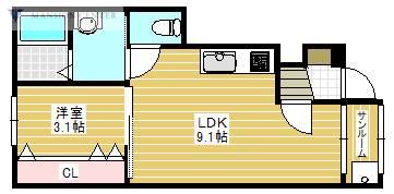 ピノ・ノワール(1LDK/1階)の間取り写真