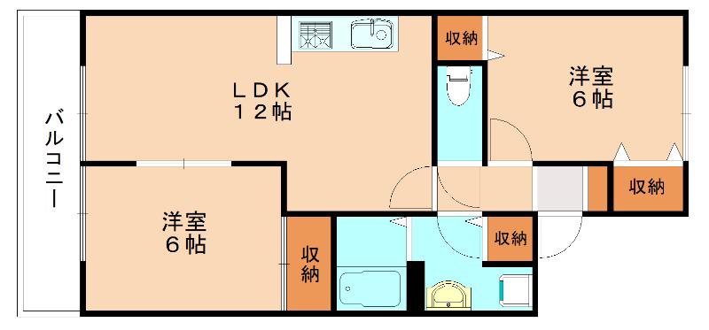 セジュール・ルポ(2LDK/2階)の間取り写真