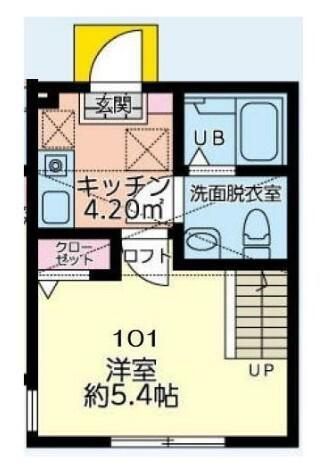 ミ・カーサ横浜立場(1K/1階)の間取り写真