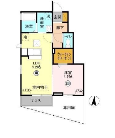 WIT熊谷II(1LDK/1階)の間取り写真