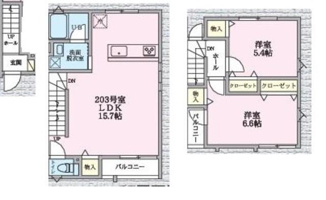 エクセルピア萩中3番館(2LDK/2階)の間取り写真