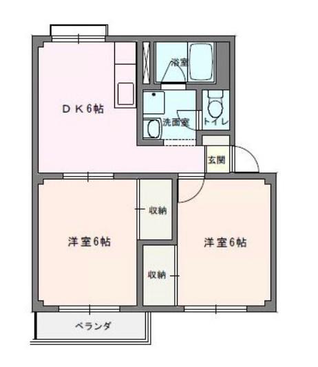 エステートピア北中(2DK/1階)の間取り写真