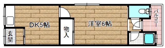 藤田コーポ(1DK/2階)の間取り写真