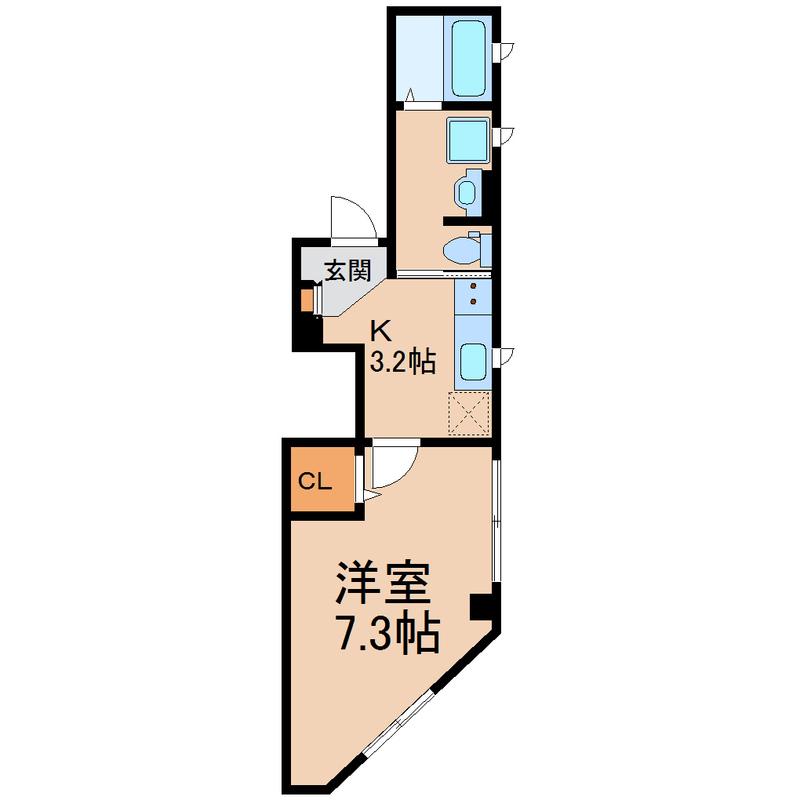 ラシーネ平井II(1K/2階)の間取り写真